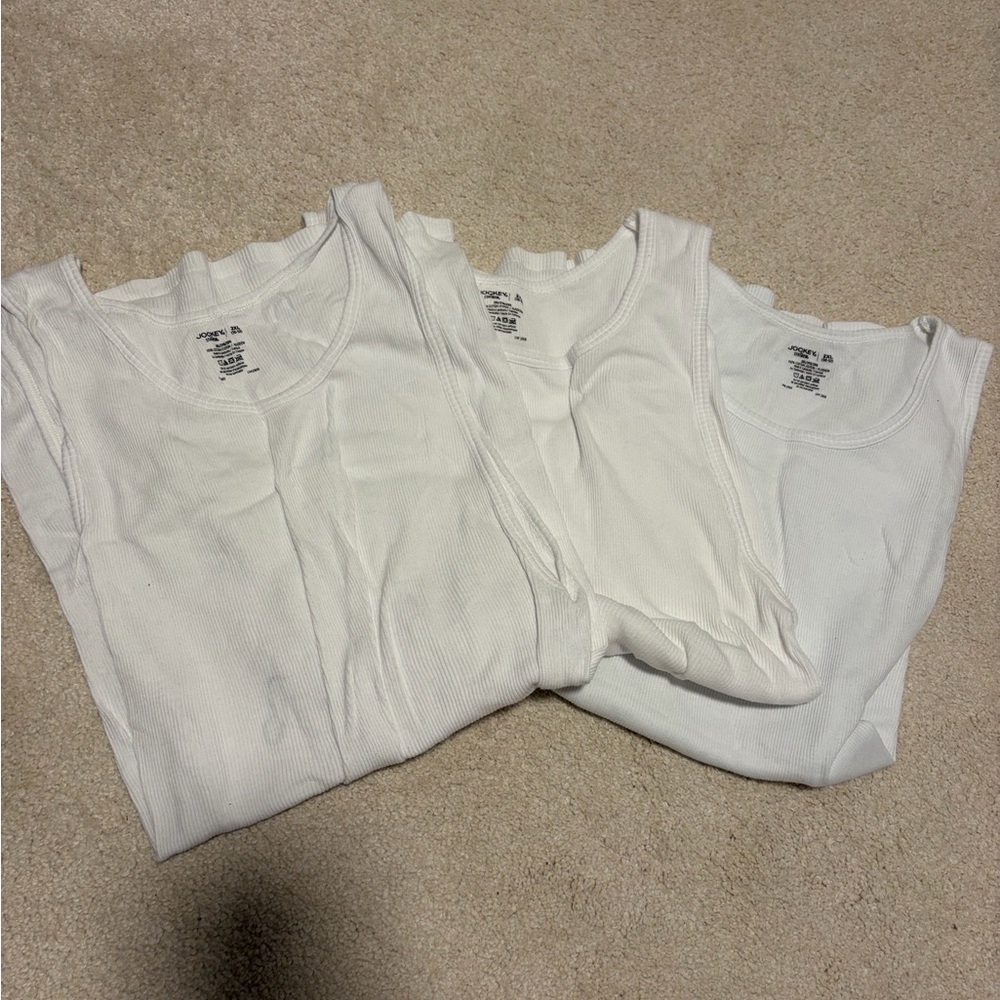 Jockey White Ribbed Tank Top - 2XL